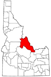 Map of Idaho with Lemhi County highlighted in red