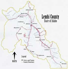 Map of Lemhi County, Idaho thumbnail